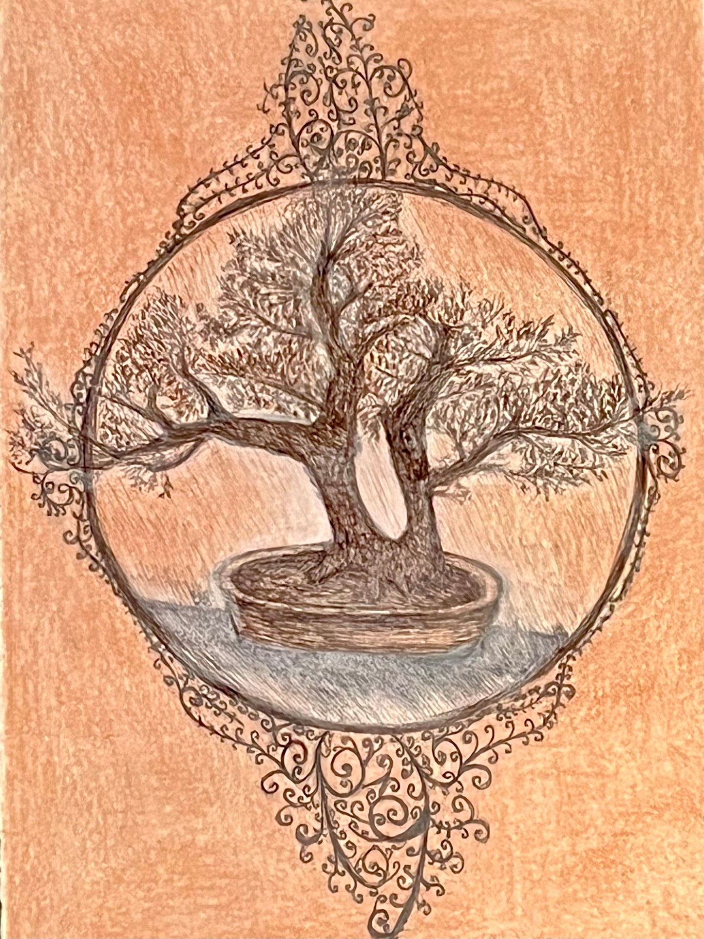 Original art tree in pink